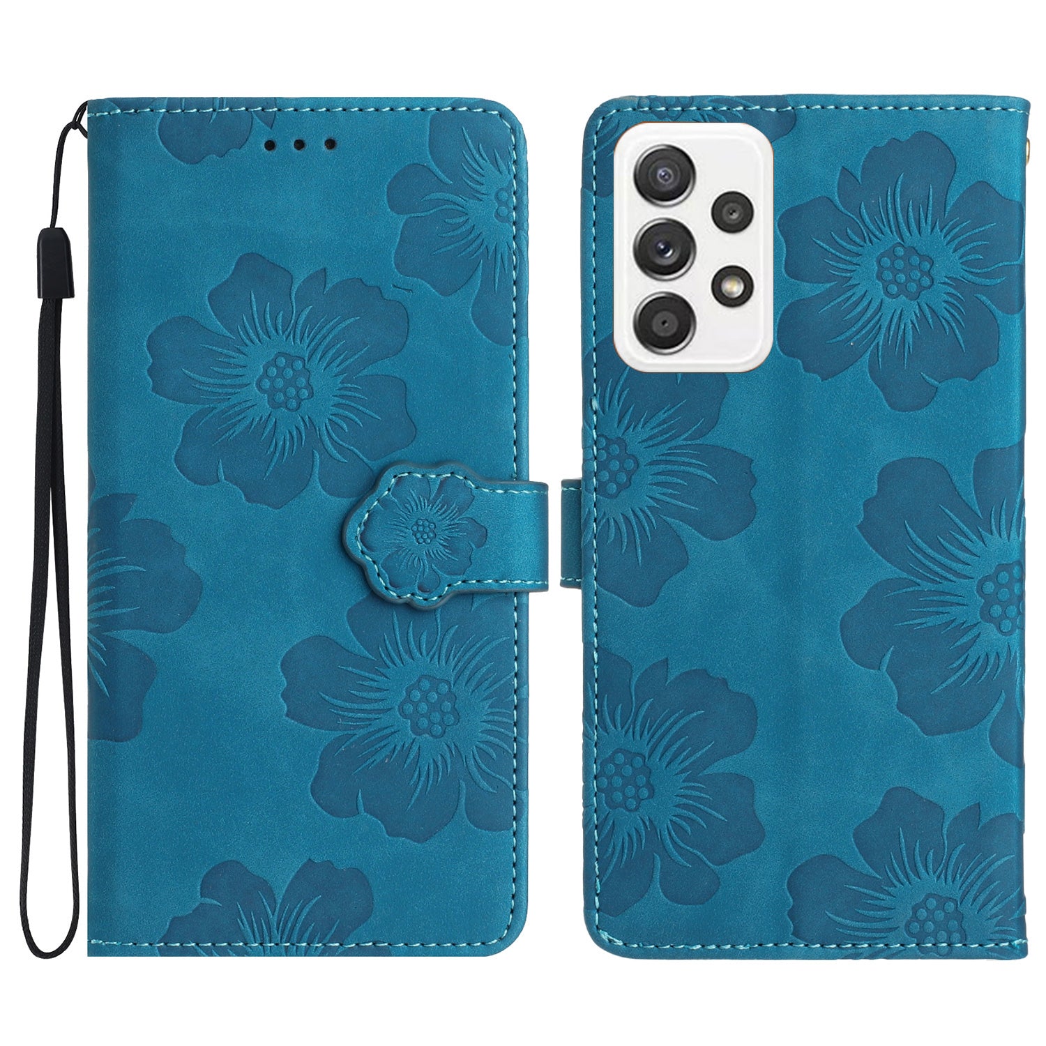 For Samsung Galaxy A72 4G / 5G Imprinted Flowers Phone Cover PU Leather Coated TPU Wallet Shell Case For Samsung Galaxy A72 4G / 5G Imprinted Flowers Phone Cover PU Leather Coated TPU Wallet Shell Case